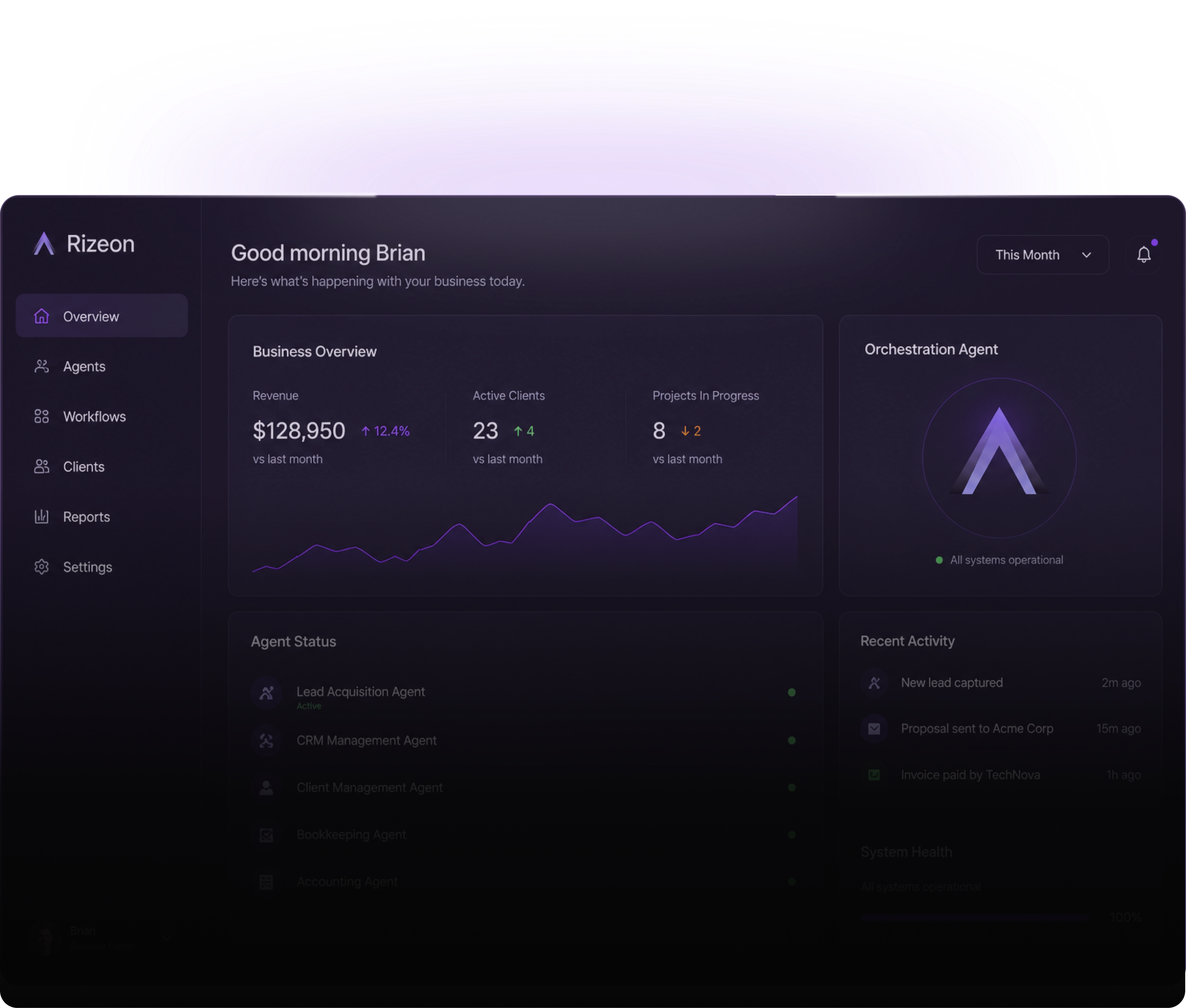 Rizeon AI platform screenshot